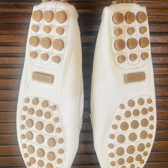 Coach whiteb Leather Loafers with Silver Accent - Picture 5 of 7